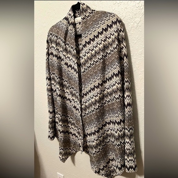 Vintage Havana Womens Tribal Cardigan Fall Zig Zag Pattern Sweater Sz L - Picture 2 of 8